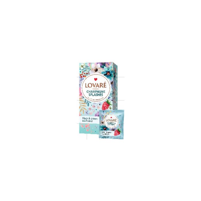 LOVARE Чай Champagne Splashes, смесь чёрного и зелёного чая, чайные пакетики 24×2 г