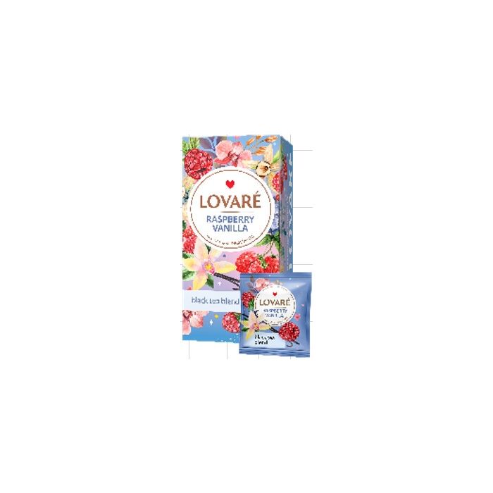 LOVARE Чай Raspberry Vanilla, чёрный чай, чайные пакетики 24×2 г