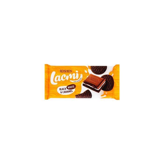 ШОКОЛАД МОЛОЧНИЙ З ПЕЧИВОМ BLACK, WHITE&CARAMEL LACMI ROSHEN