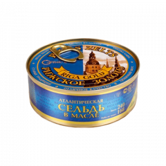 Атлантическая сельдь (оследець-украинская этикетка) в масле "RIGA GOLD" 5009